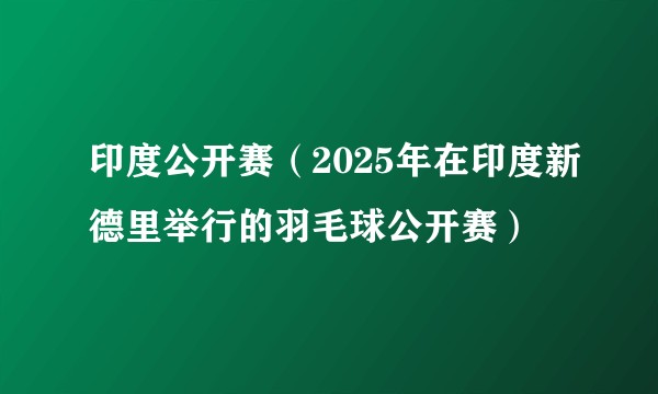 印度公开赛（2025年在印度新德里举行的羽毛球公开赛）