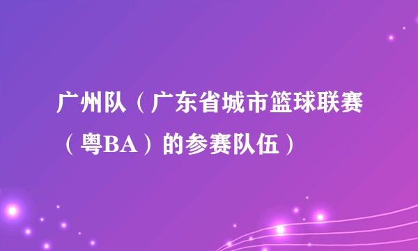 广州队（广东省城市篮球联赛（粤BA）的参赛队伍）
