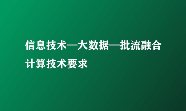 信息技术—大数据—批流融合计算技术要求
