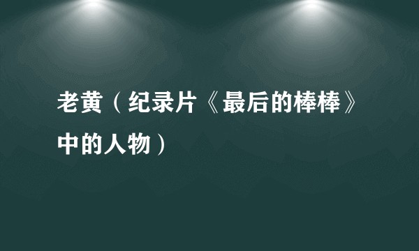 老黄（纪录片《最后的棒棒》中的人物）