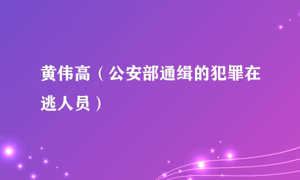 黄伟高（公安部通缉的犯罪在逃人员）