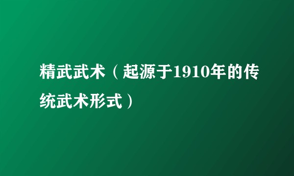 精武武术（起源于1910年的传统武术形式）