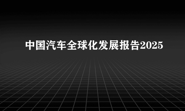 中国汽车全球化发展报告2025