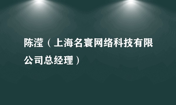 陈滢（上海名寰网络科技有限公司总经理）
