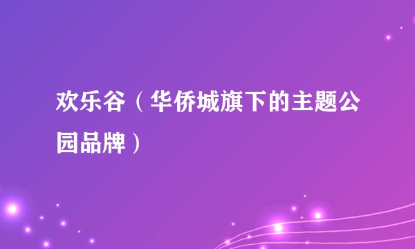 欢乐谷（华侨城旗下的主题公园品牌）