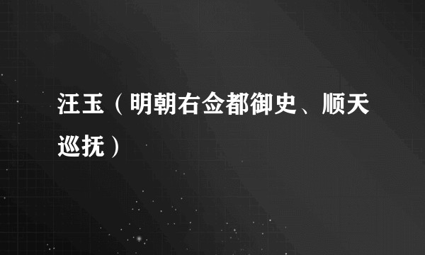 汪玉（明朝右佥都御史、顺天巡抚）