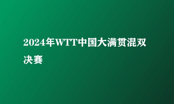 2024年WTT中国大满贯混双决赛