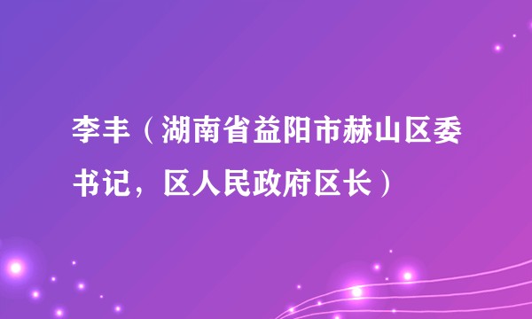 李丰（湖南省益阳市赫山区委书记，区人民政府区长）