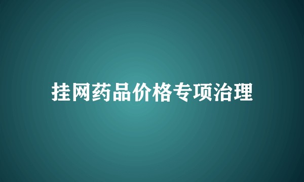挂网药品价格专项治理