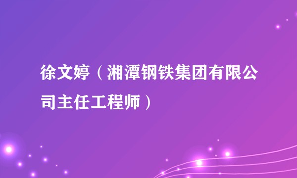 徐文婷（湘潭钢铁集团有限公司主任工程师）