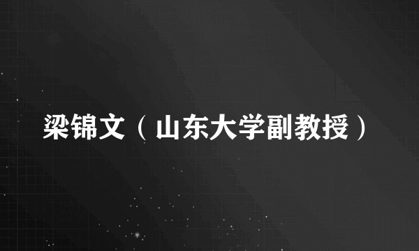 梁锦文（山东大学副教授）