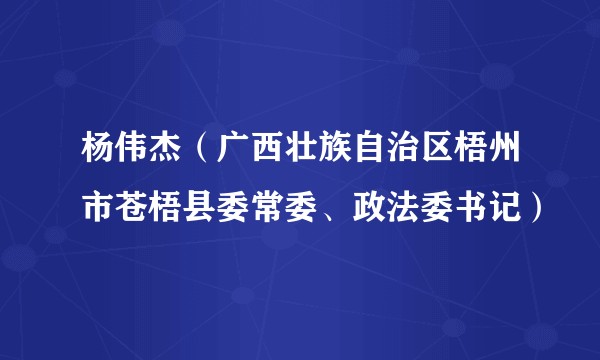 杨伟杰（广西壮族自治区梧州市苍梧县委常委、政法委书记）