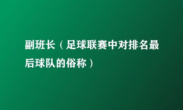 副班长（足球联赛中对排名最后球队的俗称）