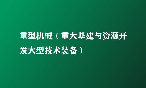 重型机械（重大基建与资源开发大型技术装备）