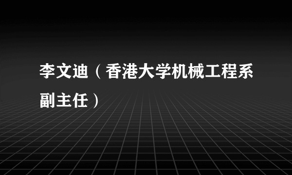 李文迪（香港大学机械工程系副主任）