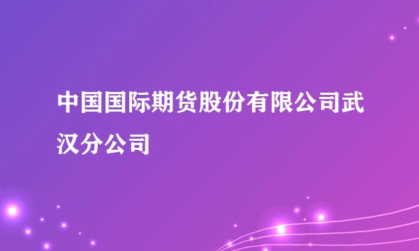 中国国际期货股份有限公司武汉分公司
