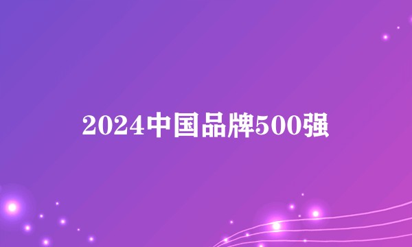 2024中国品牌500强
