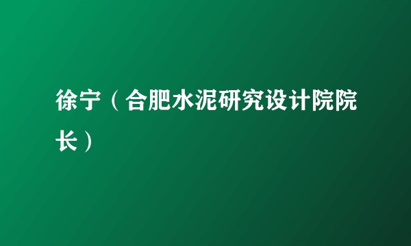 徐宁（合肥水泥研究设计院院长）