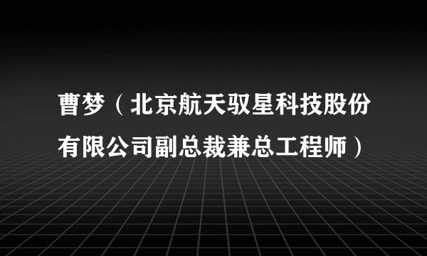 曹梦（北京航天驭星科技股份有限公司副总裁兼总工程师）