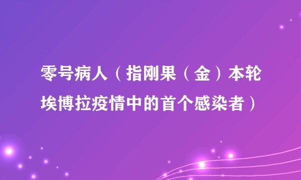 零号病人（指刚果（金）本轮埃博拉疫情中的首个感染者）