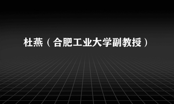 杜燕（合肥工业大学副教授）
