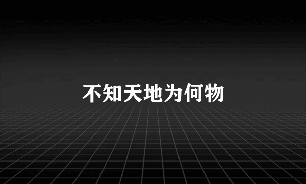 不知天地为何物