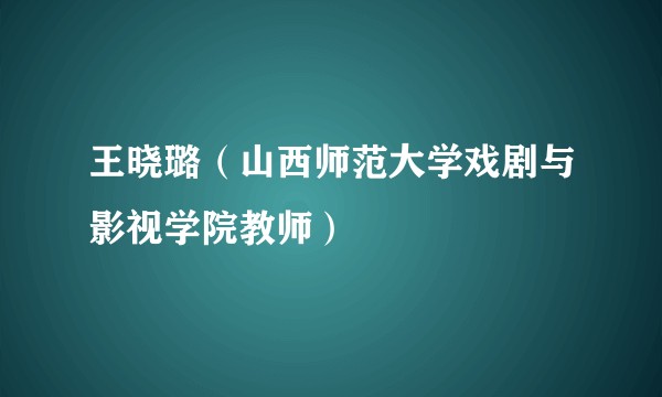 王晓璐（山西师范大学戏剧与影视学院教师）