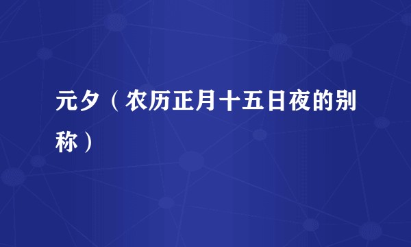元夕（农历正月十五日夜的别称）