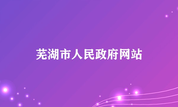 芜湖市人民政府网站