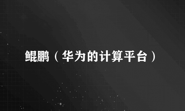 鲲鹏（华为的计算平台）