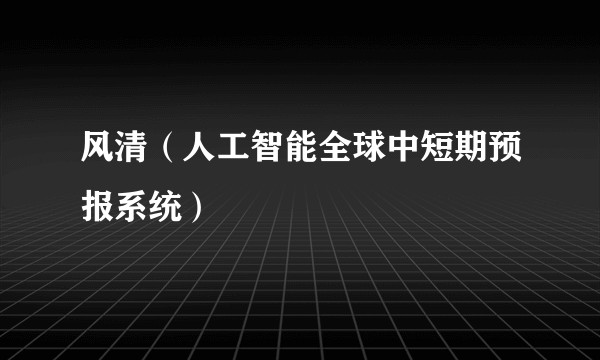 风清(人工智能全球中短期预报系统)