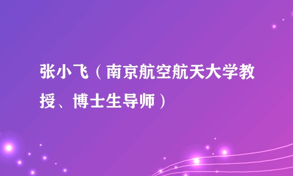 张小飞（南京航空航天大学教授、博士生导师）