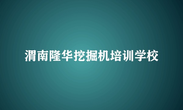渭南隆华挖掘机培训学校