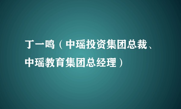 丁一鸣（中瑶投资集团总裁、中瑶教育集团总经理）