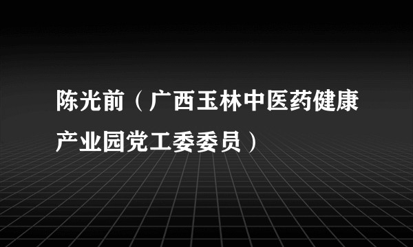 陈光前(广西玉林中医药健康产业园党工委委员)