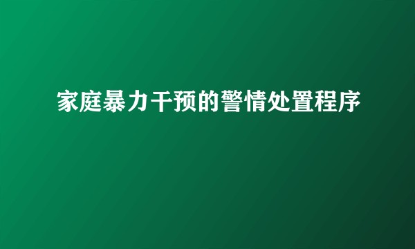 家庭暴力干预的警情处置程序