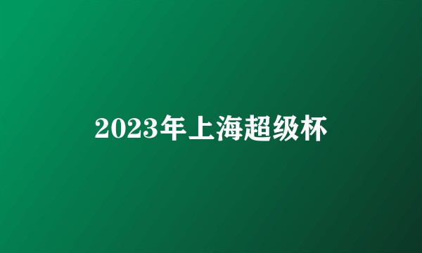 2023年上海超级杯