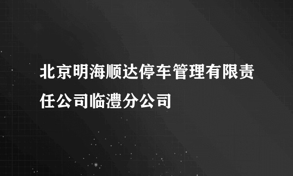 北京明海顺达停车管理有限责任公司临澧分公司