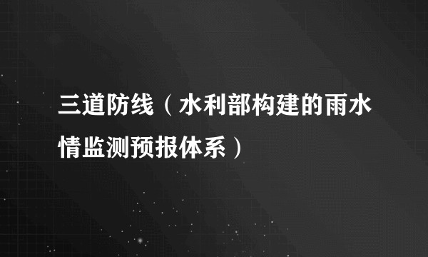 三道防线（水利部构建的雨水情监测预报体系）