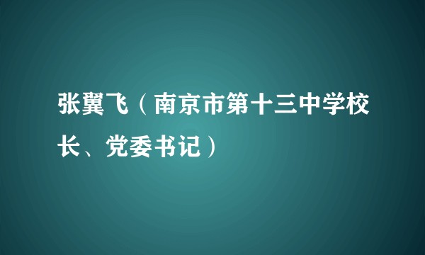 张翼飞（南京市第十三中学校长、党委书记）
