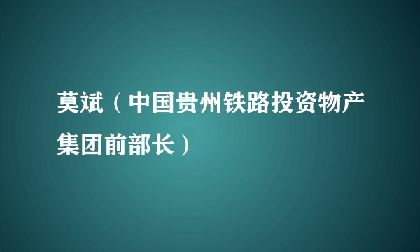 莫斌（中国贵州铁路投资物产集团前部长）