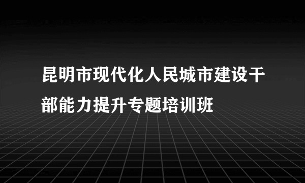 昆明市现代化人民城市建设干部能力提升专题培训班