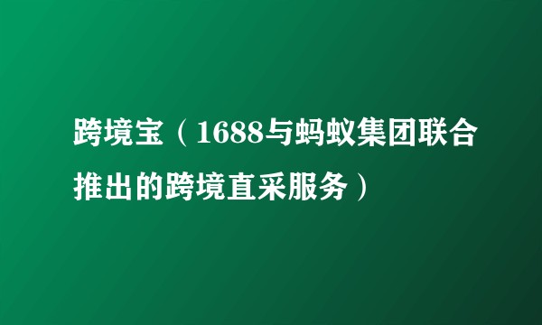 跨境宝（1688与蚂蚁集团联合推出的跨境直采服务）
