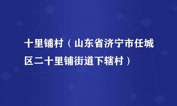 十里铺村（山东省济宁市任城区二十里铺街道下辖村）