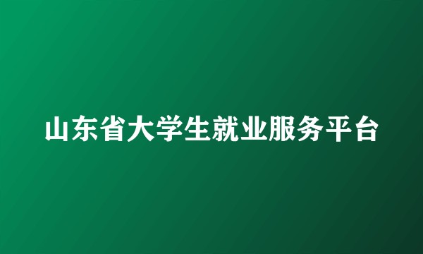山东省大学生就业服务平台