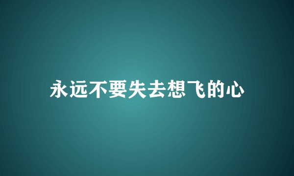永远不要失去想飞的心
