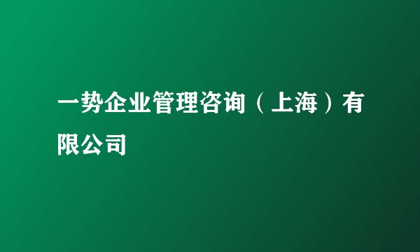 一势企业管理咨询（上海）有限公司