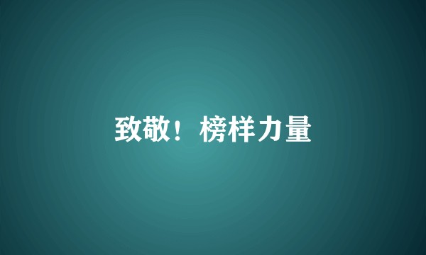 致敬！榜样力量