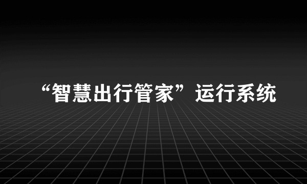 “智慧出行管家”运行系统
