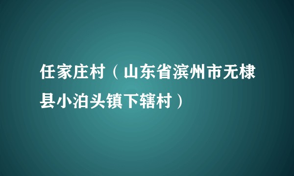 任家庄村（山东省滨州市无棣县小泊头镇下辖村）